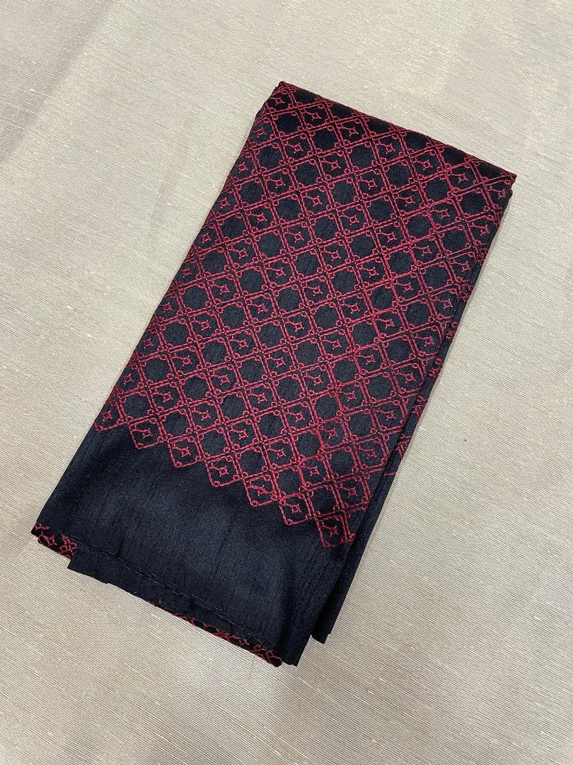 Black jaali kasuti blouse back embroidery close-up