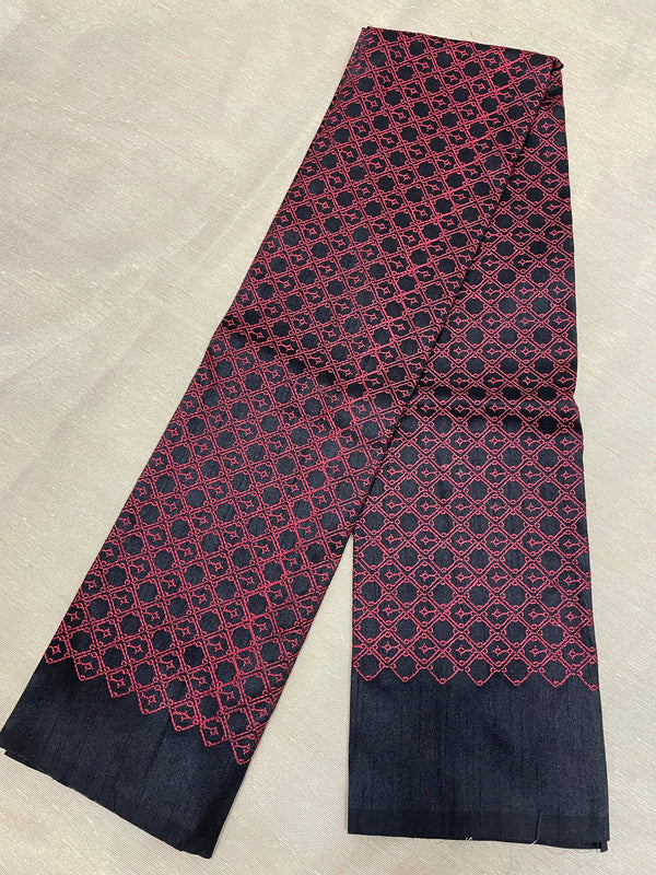 Black jaali kasuti blouse back embroidery close-up