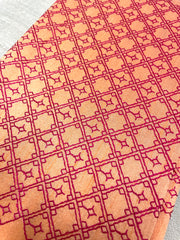 Peach jaali kasuti blouse with embroidered front design