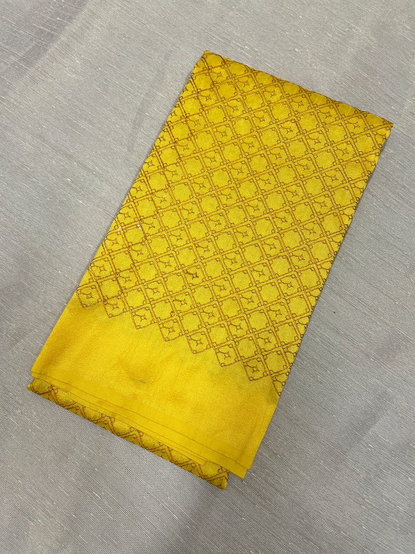 Lime yellow jaali kasuti blouse back embroidered view