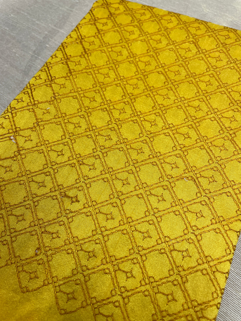 Lime yellow jaali kasuti blouse with front embroidery
