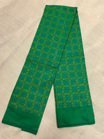 Load image into Gallery viewer, Green and mehendi kasuti garden blouse embroidery close-up view
