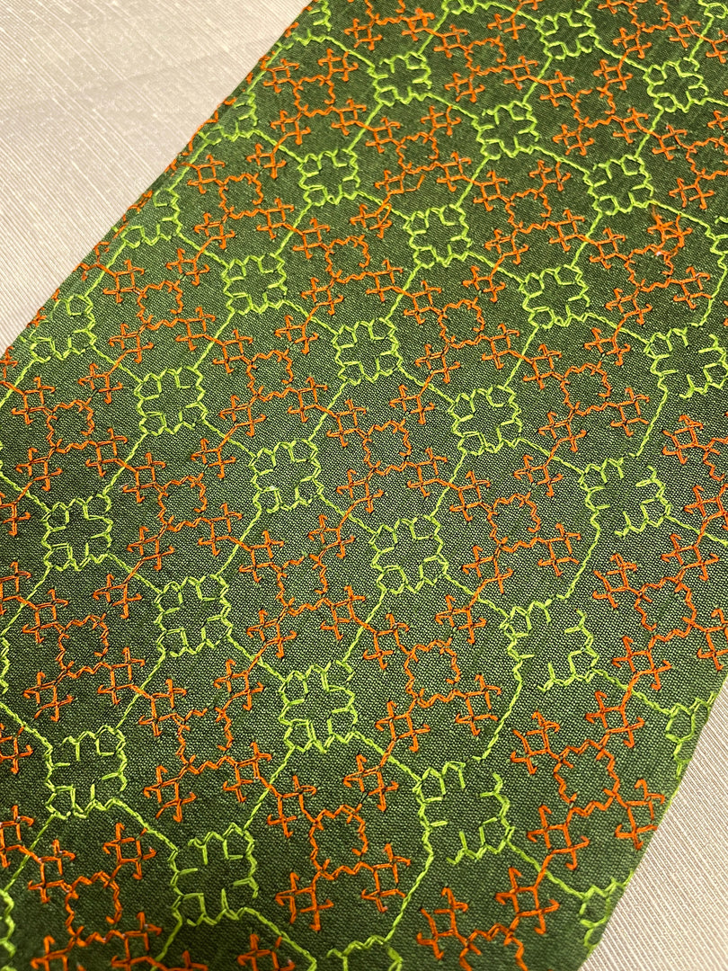 Mehendi green kasuti garden blouse with traditional motifs