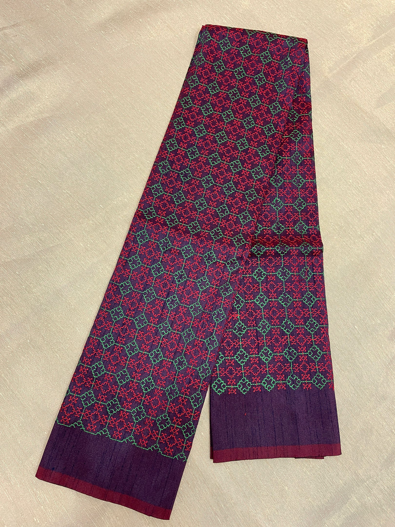 Purple kasuti garden blouse embroidery close-up