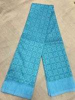Load image into Gallery viewer, Sky blue kasuti garden blouse embroidery close-up view
