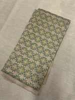 Load image into Gallery viewer, Floral embroidery close-up on beige and green kasuti blouse

