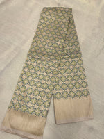 Load image into Gallery viewer, Embroidered sleeve design on beige with green kasuti blouse
