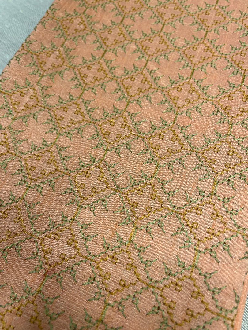 Peach kasuti bloom blouse featuring hand embroidered motifs