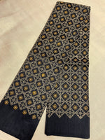 Load image into Gallery viewer, Black blouse back view with mustard kasuti embroidery
