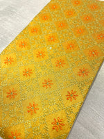 Load image into Gallery viewer, Hand embroidered mango yellow blouse showing sleeve design
