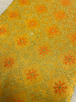 Load image into Gallery viewer, Mango yellow chaya kasuti blouse with crafted floral motifs
