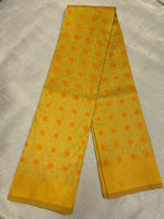 Load image into Gallery viewer, Thread embroidery close-up on mango yellow kasuti blouse
