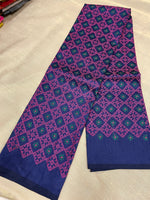 Load image into Gallery viewer, Close-up of kasuti threadwork on navy blue embroidered blouse
