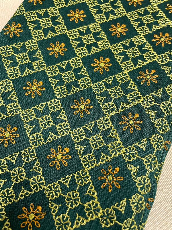 Forest green kasuti embroidered blouse front view