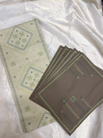 Load image into Gallery viewer, Full view of hampi garike kasuti cotton table set with embroidery
