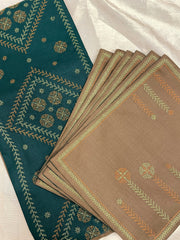 Kothambri moggu kasuti table set with woven cotton embroidery
