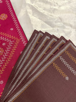 Load image into Gallery viewer, Embroidered border detail on badige moggu kasuti handwoven table set

