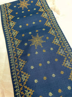 Load image into Gallery viewer, Full view of malnadu garike kasuti table set with woven embroidery
