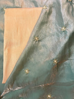 Load image into Gallery viewer, jade flora glass organza saree showing embroidered floral motifs
