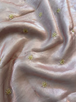 Load image into Gallery viewer, bohemian rose organza saree with sheer fabric and floral embroidery
