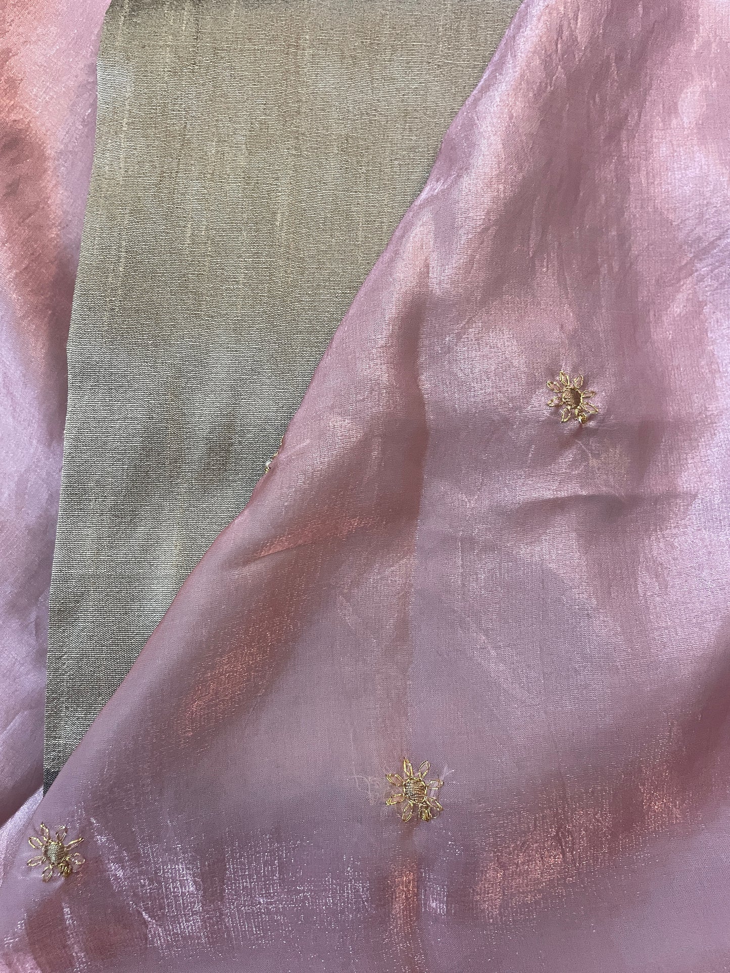 Bohemian Rose Flora Glass Organza Saree