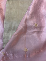 Load image into Gallery viewer, bohemian rose flora glass organza saree highlighting floral motifs
