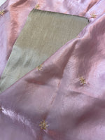 Load image into Gallery viewer, bohemian rose flora organza saree showcasing embroidered floral detail
