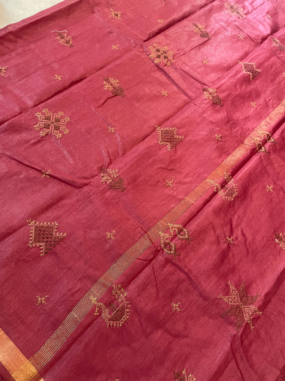 Brick Red Kasuti Ooru Saree