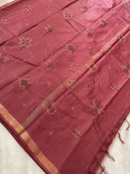 Brick Red Kasuti Ooru Saree