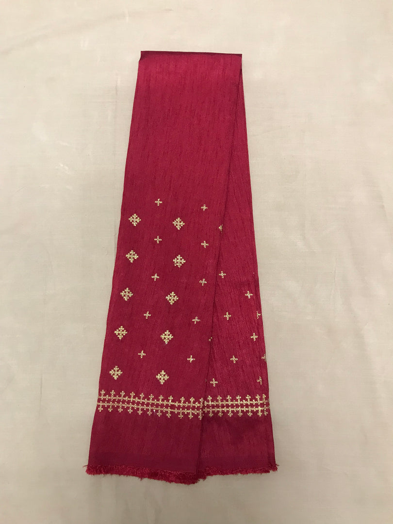 Maroon diamond kutchwork blouse with geometric embroidery front