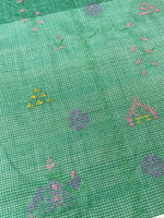 Load image into Gallery viewer, Green kasuti cotton saree detailed with forest-inspired embroidery
