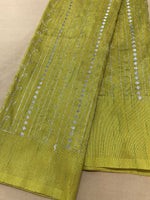 Load image into Gallery viewer, Mustard kasuti stripes blouse close-up showing embroidered striped design
