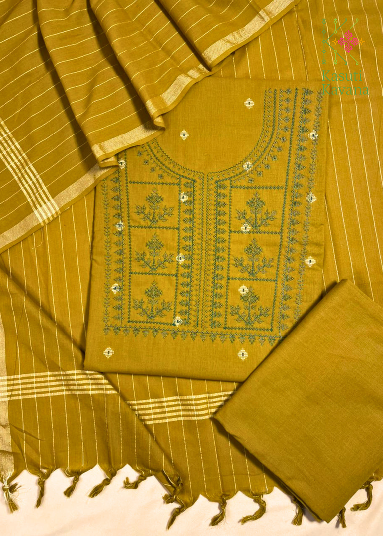 Handloom Cotton Tulsi Checks Kurta Set