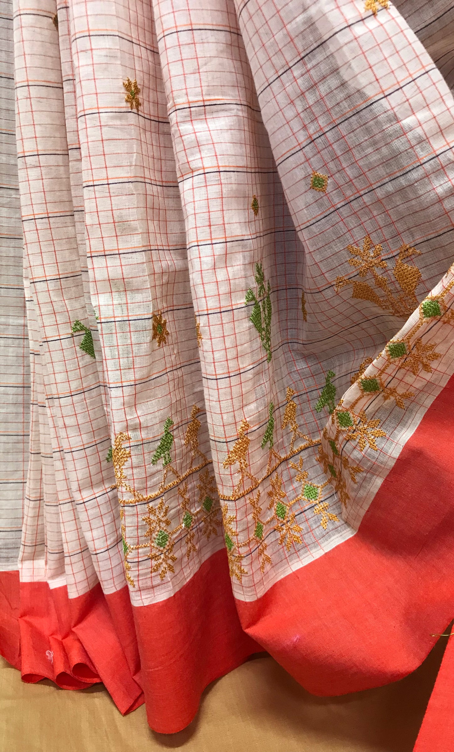 Nandini White Mayur Cotton Saree