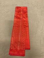 Load image into Gallery viewer, Orange kasuti stripes blouse with kasuti embroidered striped front view
