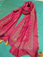 Load image into Gallery viewer, Kumkum red stole in classic style showcasing embroidery detail
