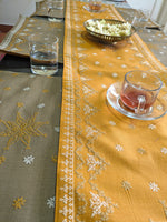 Load image into Gallery viewer, Hampi garike kasuti table set showing detailed embroidery work
