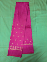 Load image into Gallery viewer, Magenta peacock kasuti blouse sleeve embroidery close-up
