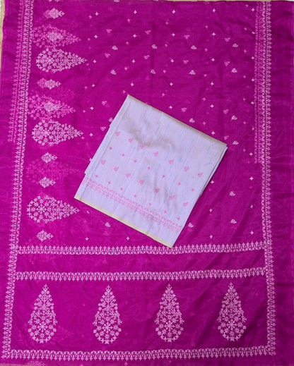 Fuchsia Petal Organza Kasuti Saree