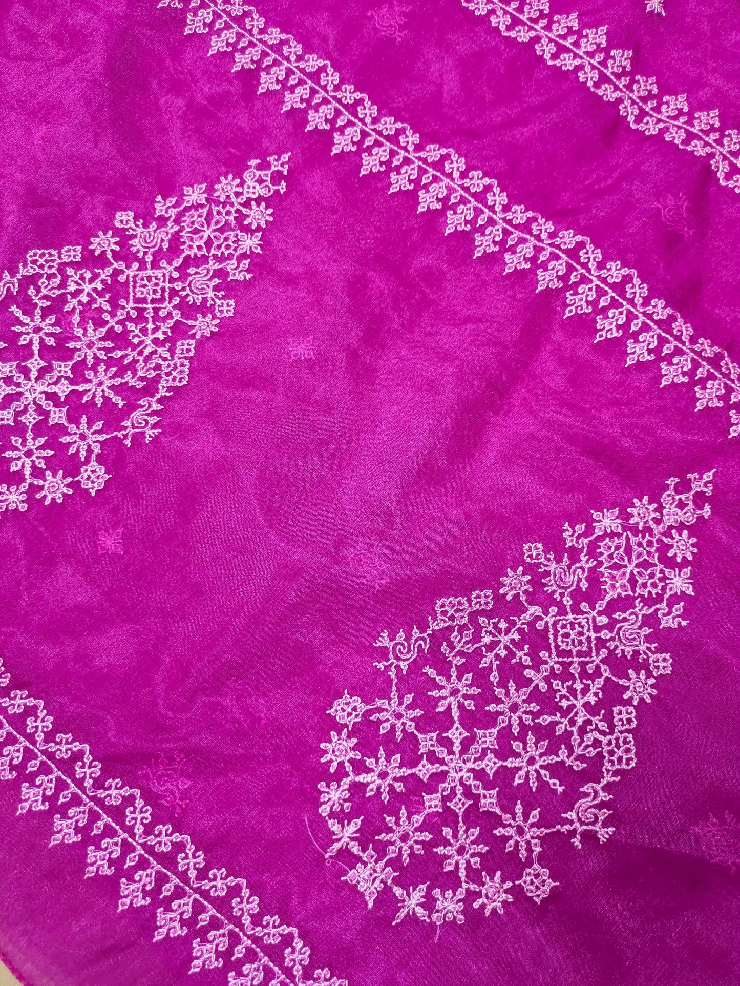 Fuchsia Petal Organza Kasuti Saree