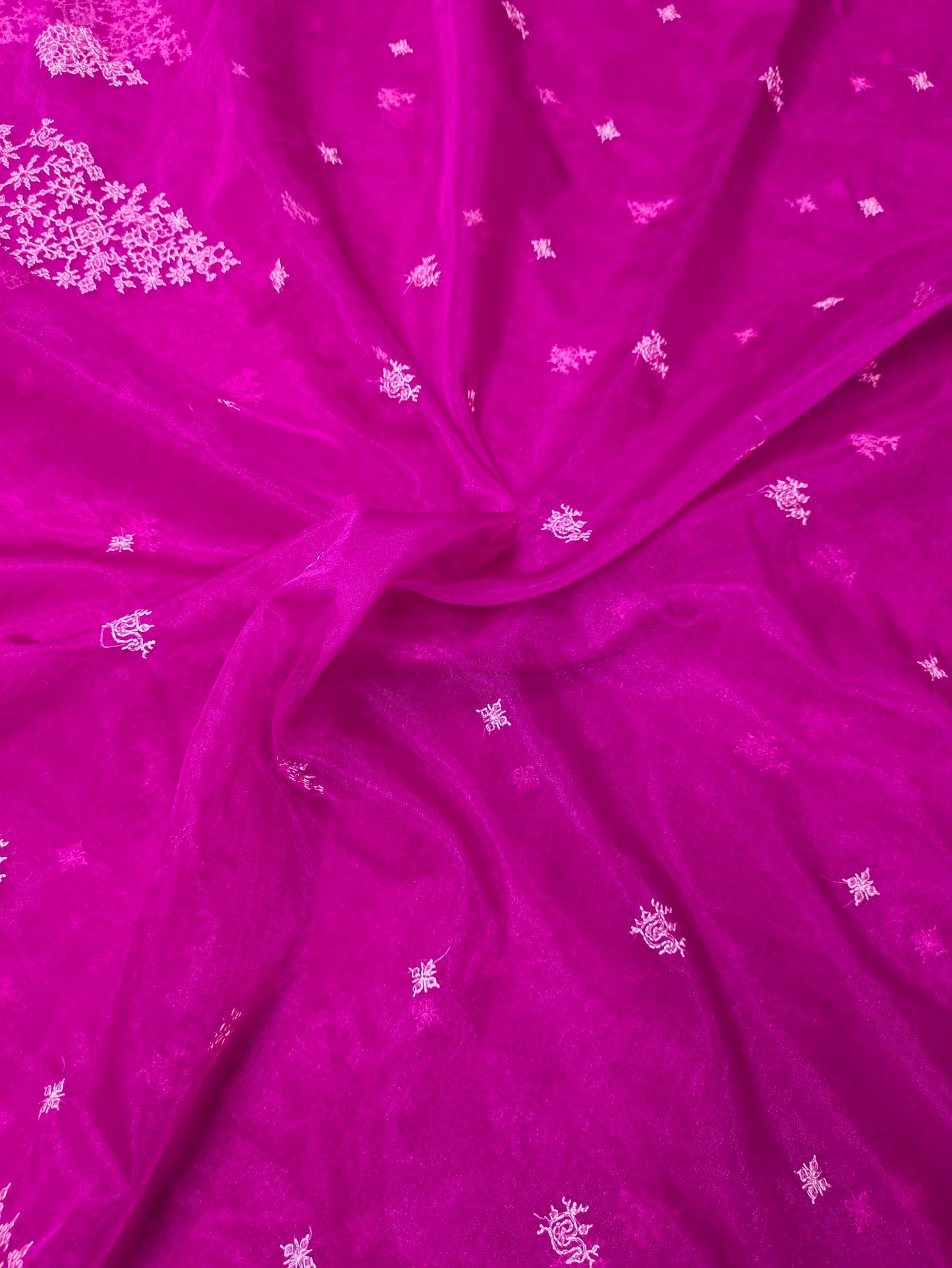 Fuchsia Petal Organza Kasuti Saree