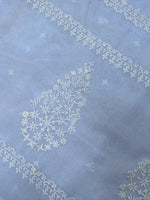 Load image into Gallery viewer, Cornflower blue kasuti saree in organza fabric with petal design close-up
