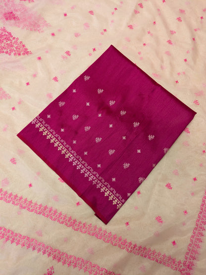 Raspberry Petal Organza Kasuti Saree