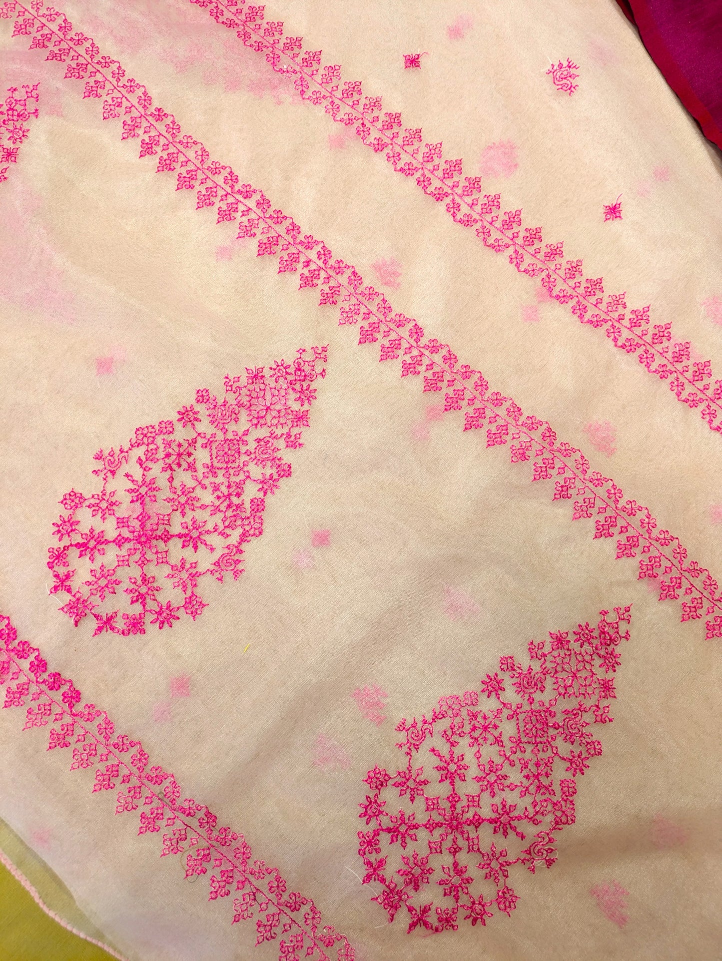 Raspberry Petal Organza Kasuti Saree