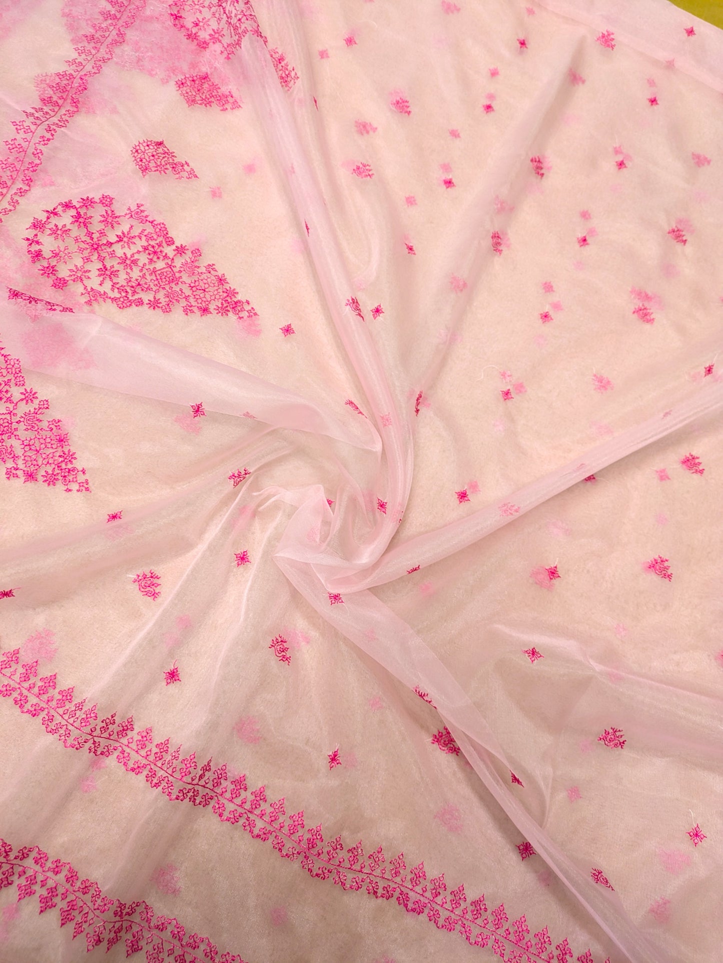 Raspberry Petal Organza Kasuti Saree