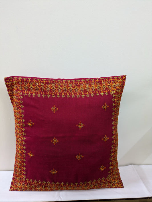 Red Kasuti Cushion Cover