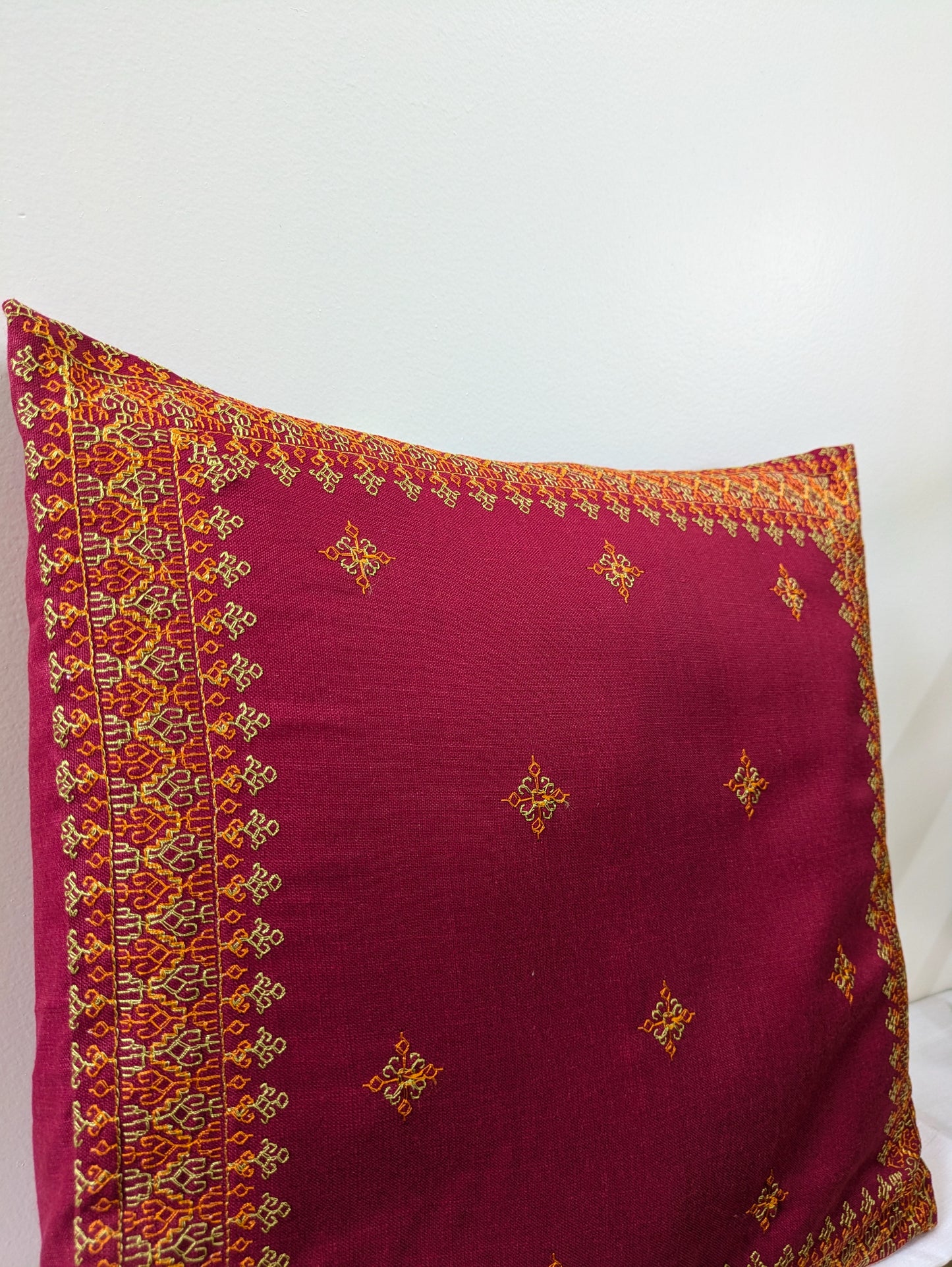 Red Kasuti Cushion Cover