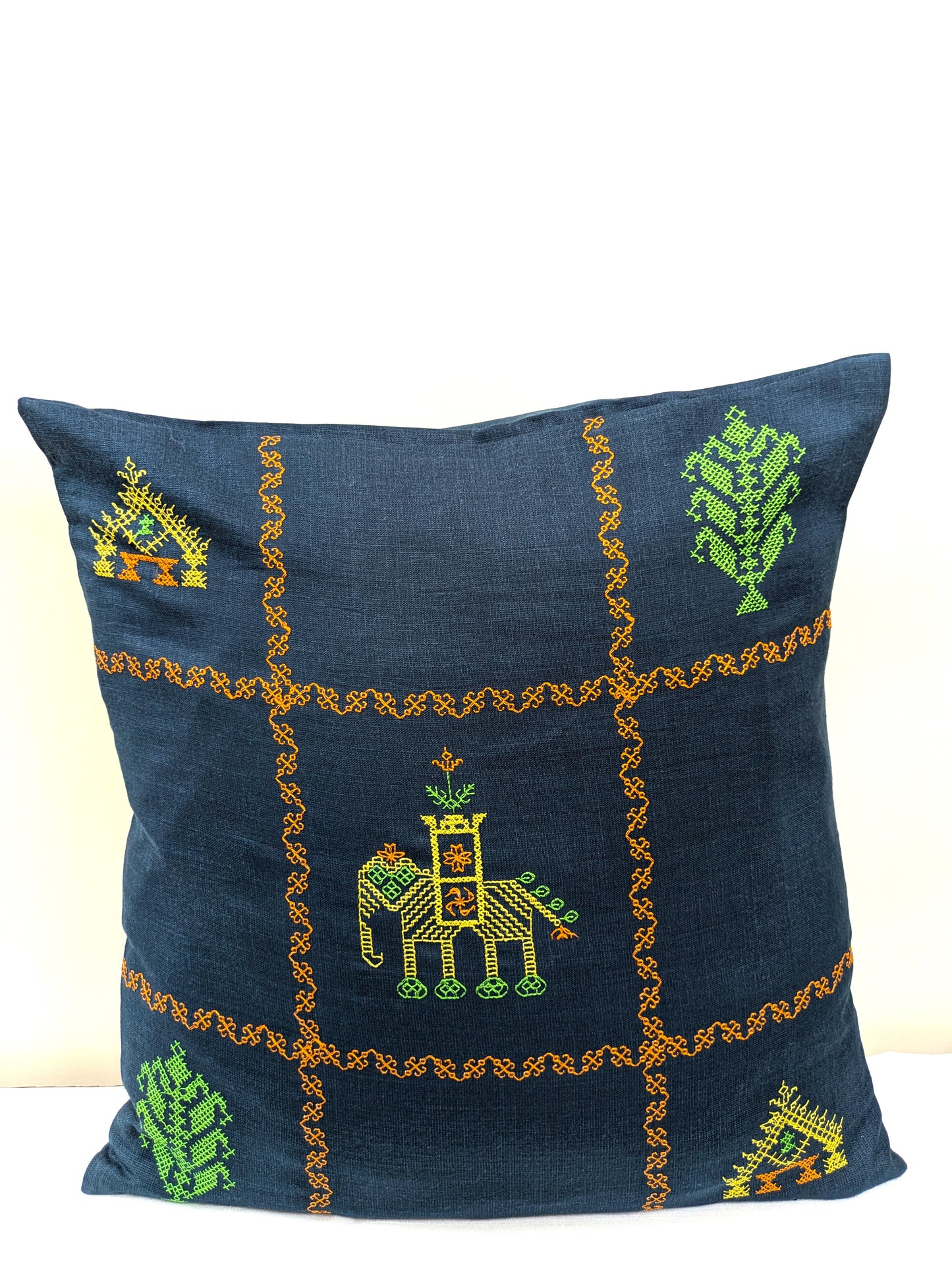 Dark Ananda Kasuti Cushion Cover