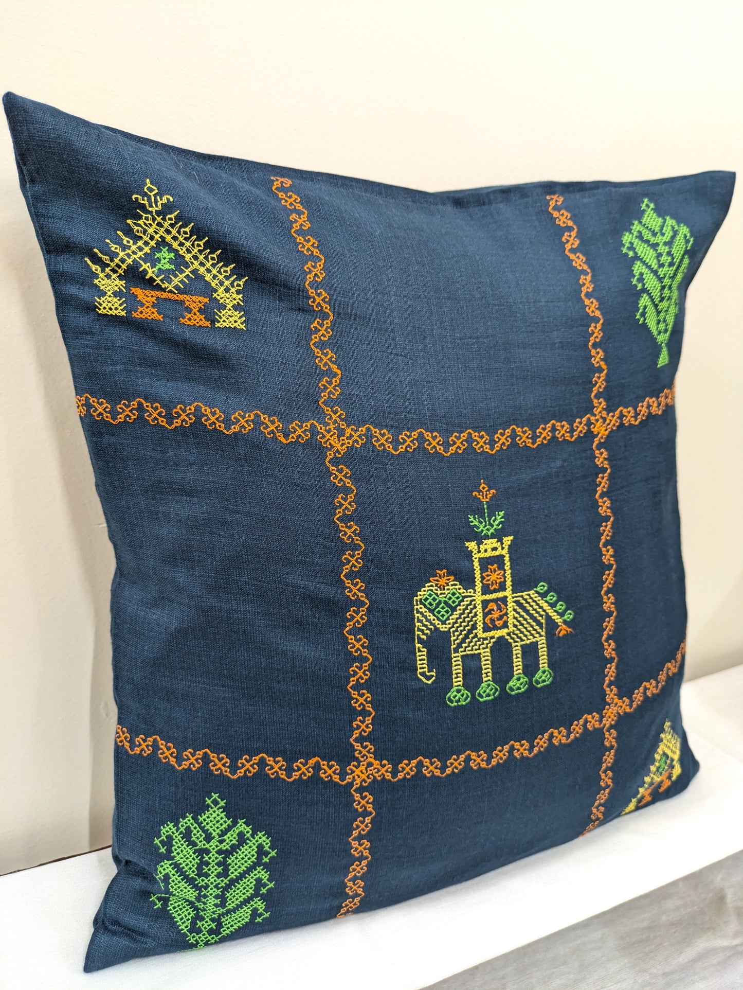 Dark Ananda Kasuti Cushion Cover