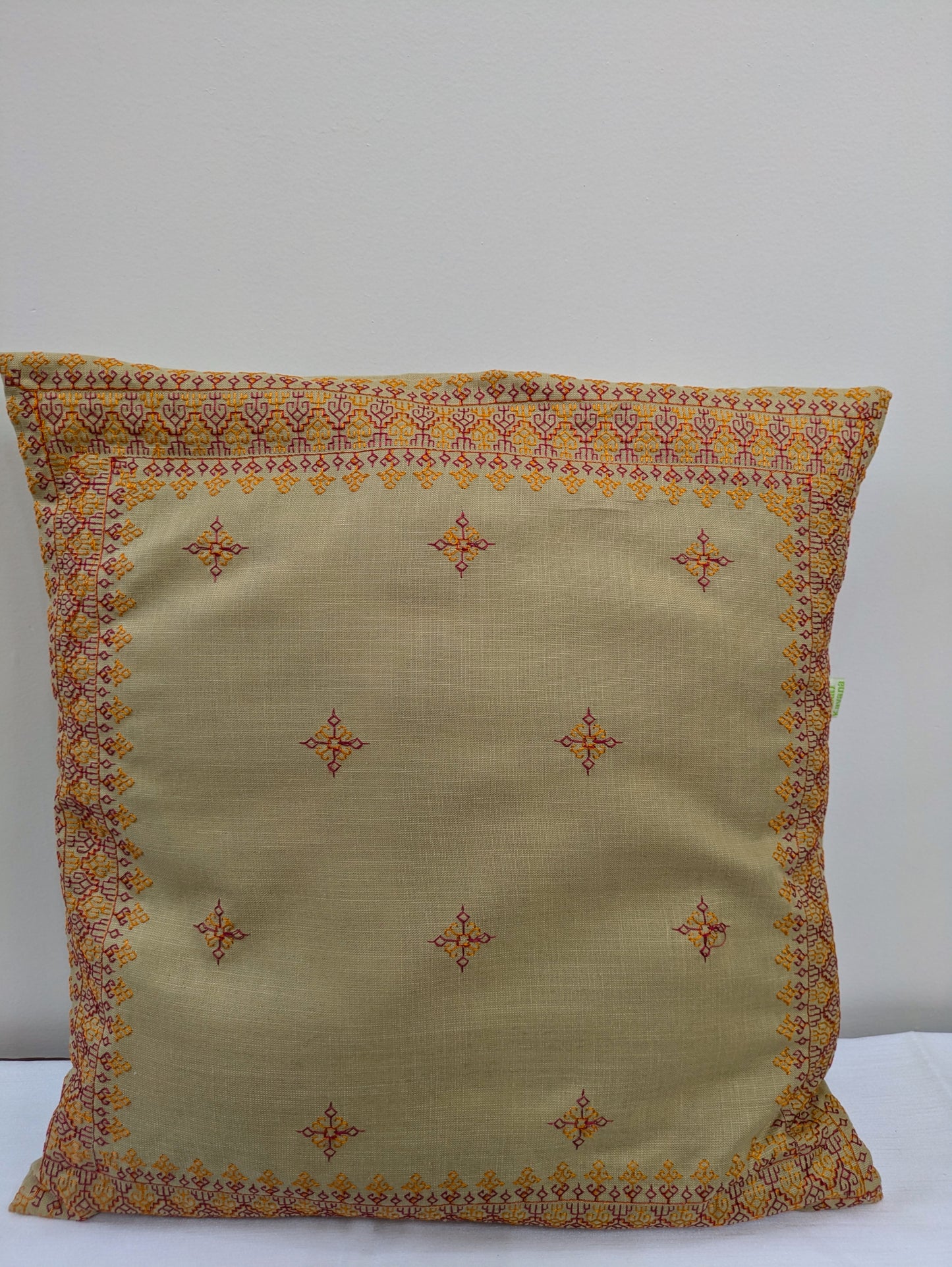 Cream Kasuti Cushion Cover